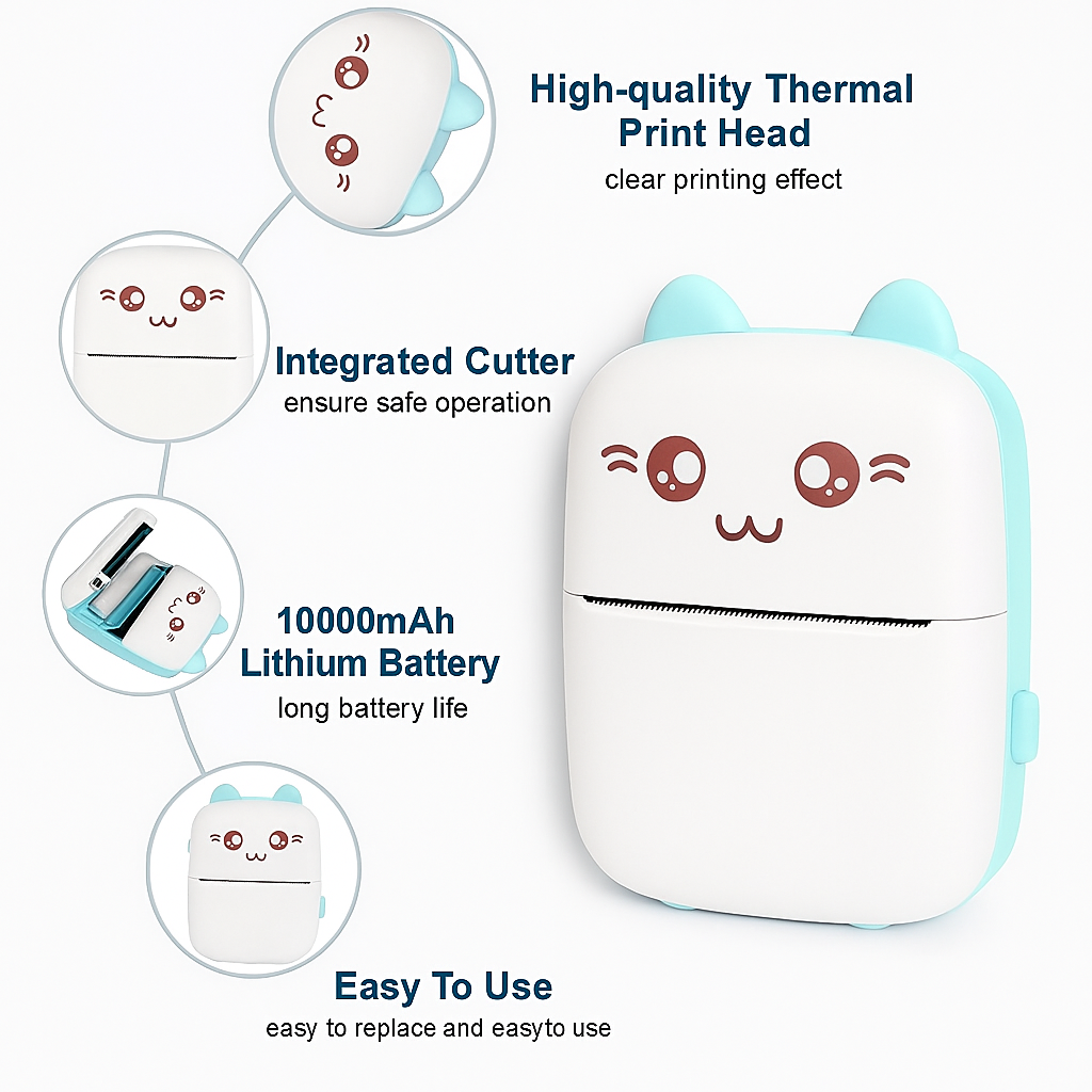 Mini Portable Thermal Printer Wireless Bluetooth Printer